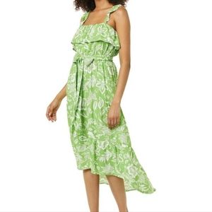 GOODTHREAD GREEN WITH WHITE FLORAL PATTERN SLIGHT HI-LOW DRESS NWT SZ MEDIUM